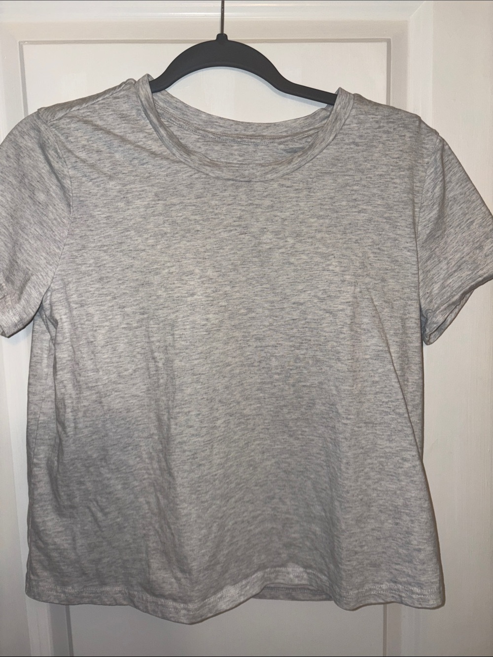 Classic Crewneck Short-Sleeve Top - Light Gray